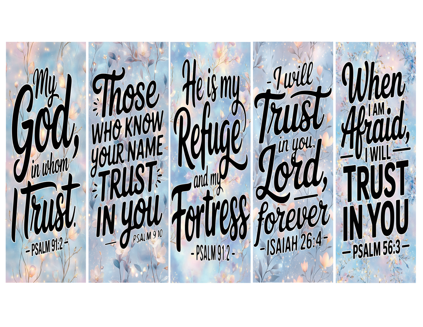 Five Blue and Gold Bible Bookmarkers | Printable Download | Bookmark