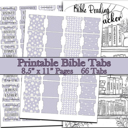 Printable Bible Tabs - Lavender Daisies