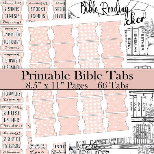 Printable Bible Tabs - Peach Daisies