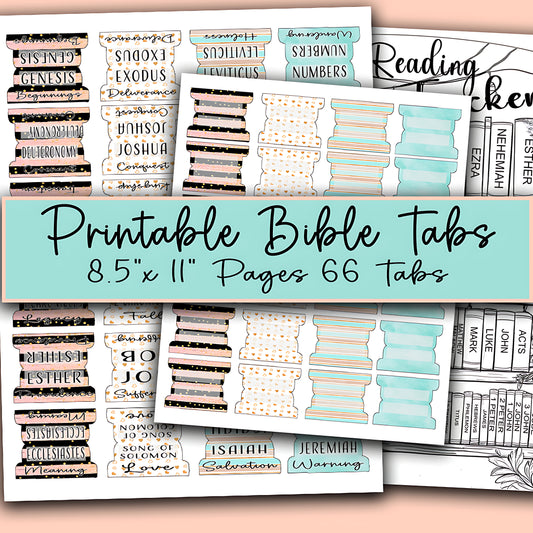 Printable Bible Tabs - Blue and Rose Stripe