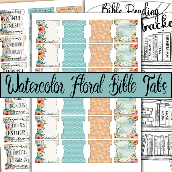 Printable Bible Tabs - Watercolor Floral