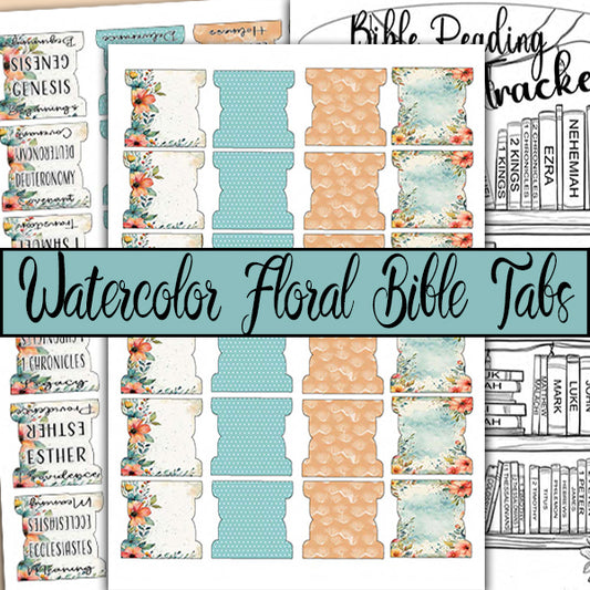 Printable Bible Tabs - Watercolor Floral