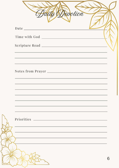 Daughter of the King Faith-Based Yellow Floral Christian Planner