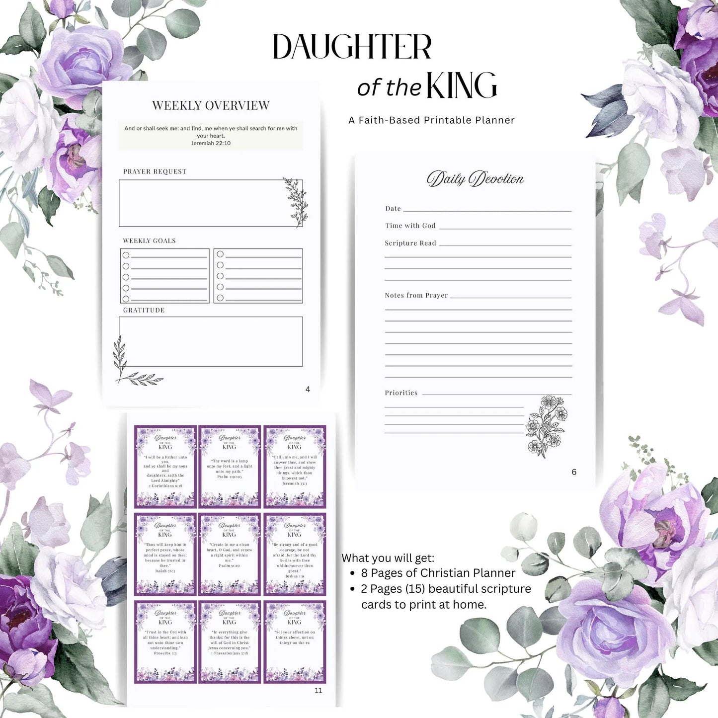 Daughter of the King Faith-Based Purple Christian Planner